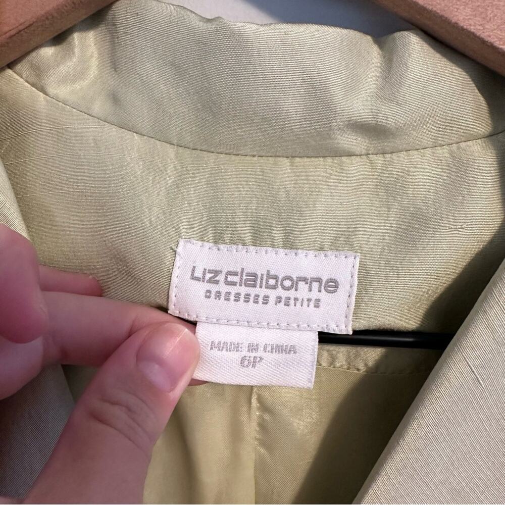 Vintage Liz Claiborne Green Raw Silk Button Front Mini Dress XS - Picture 14 of 14